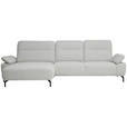 ECKSOFA in Chenille, Flachgewebe Grauweiß  165/318 cm  - Grauweiß/Schwarz, Design, Textil/Metall (165/318cm) - Xora