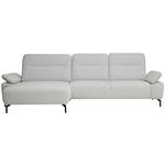 ECKSOFA in Chenille, Flachgewebe Grauweiß  165/318 cm  - Grauweiß/Schwarz, Design, Textil/Metall (165/318cm) - Xora