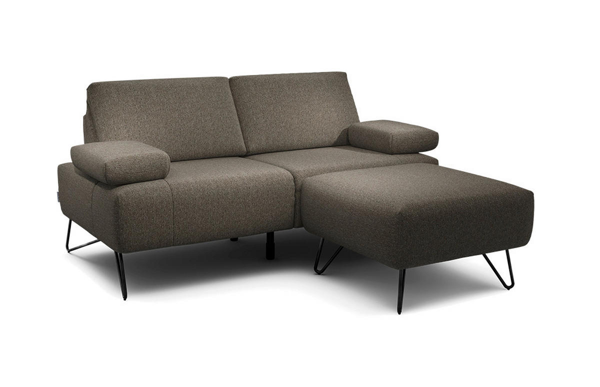 2-SITZER-SOFA in Chenille Braun  - Schwarz/Braun, Design, Textil/Metall (164-194/85/86-94cm) - SENSOO