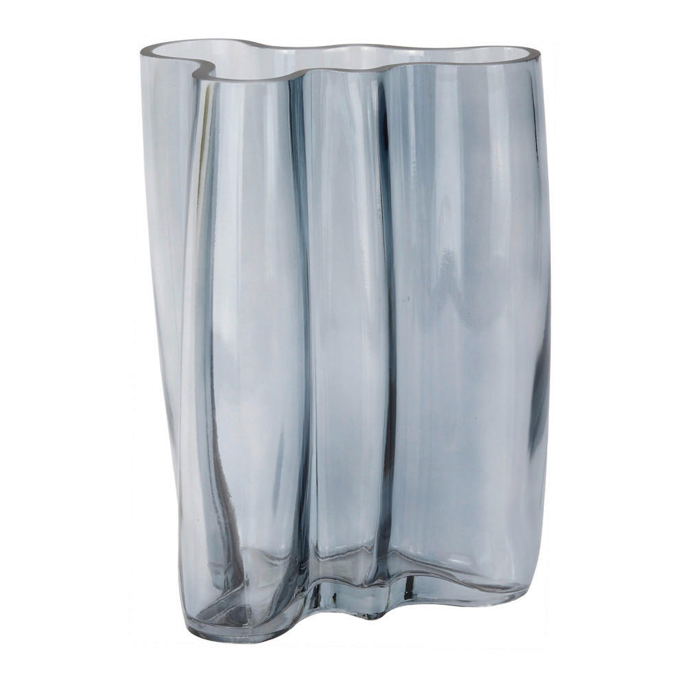 VÁZA, sklo, 25 cm - modrosivá, Basics, sklo (25cm)