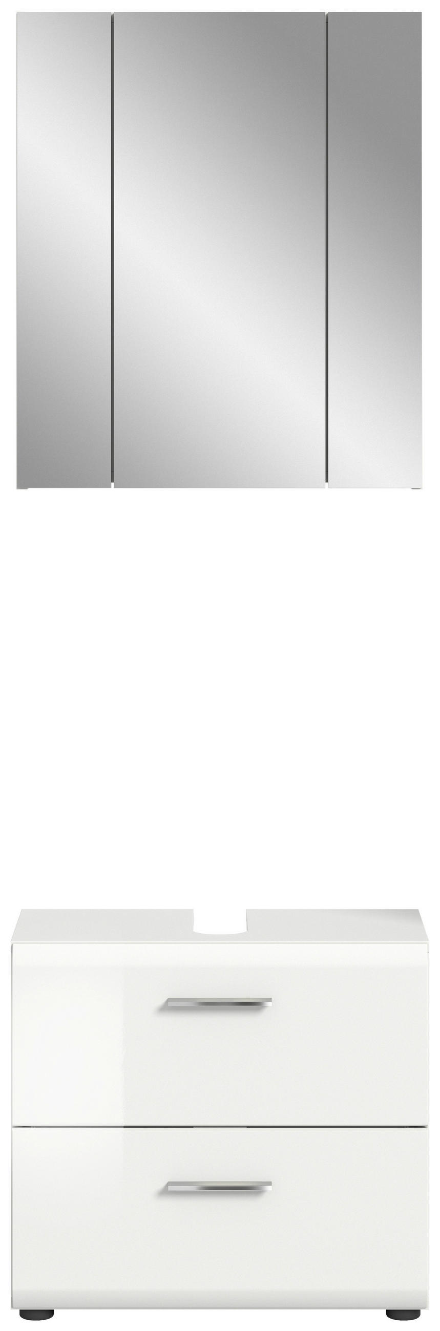 KÚPEĽŇA biela s vysokým leskom  - čierna/biela s vysokým leskom, Modern, kompozitné drevo/plast (60cm) - MID.YOU