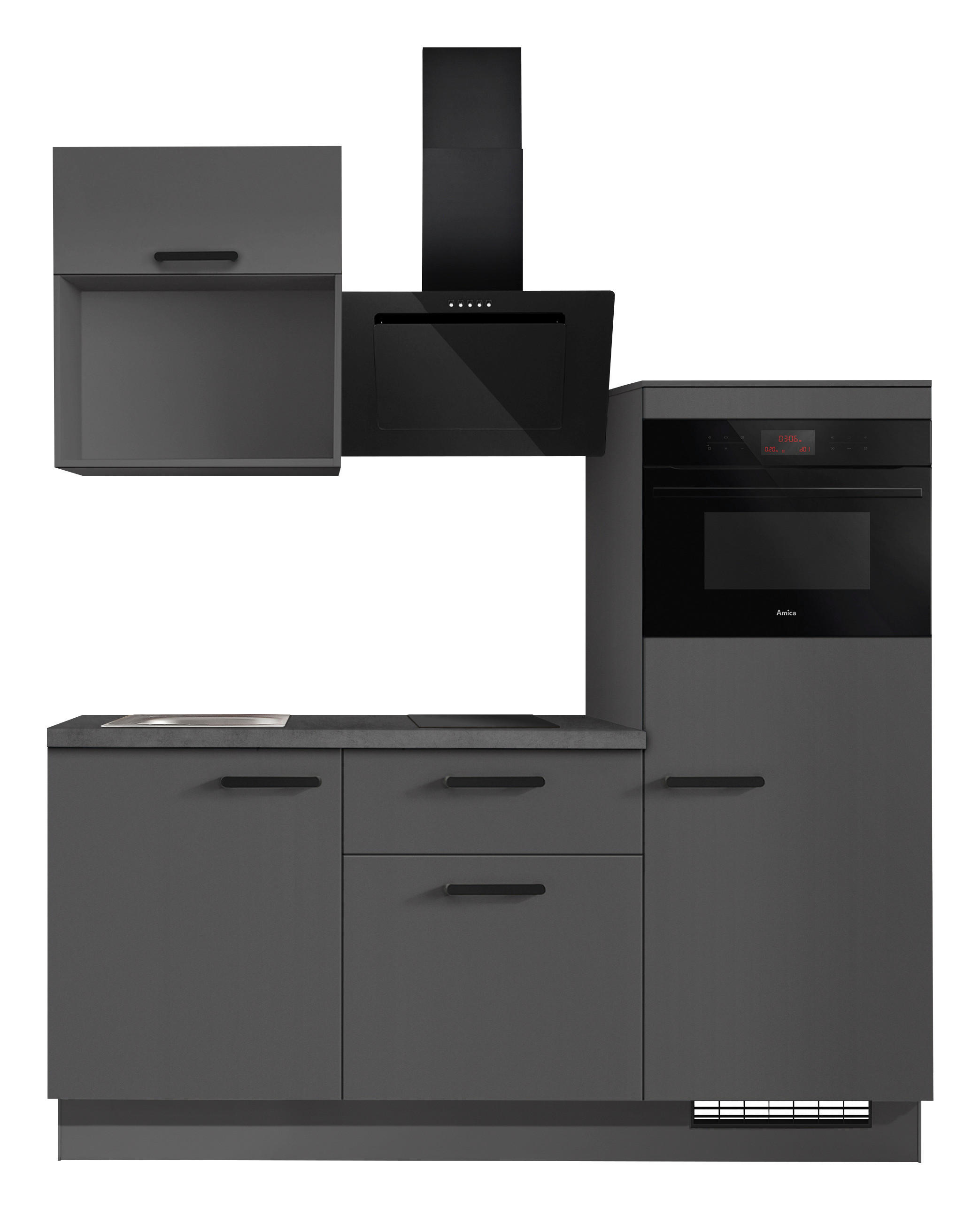 KÜCHENBLOCK 180 cm   in Graphitfarben  - Schieferfarben/Schwarz, Basics, Holzwerkstoff/Metall (180cm) - Impuls