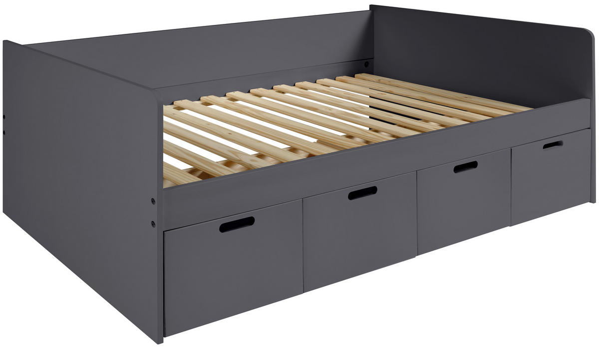 STAURAUMBETT 90/200 cm  in Anthrazit  - Anthrazit/Naturfarben, MODERN, Holz/Holzwerkstoff (90/200cm) - MID.YOU