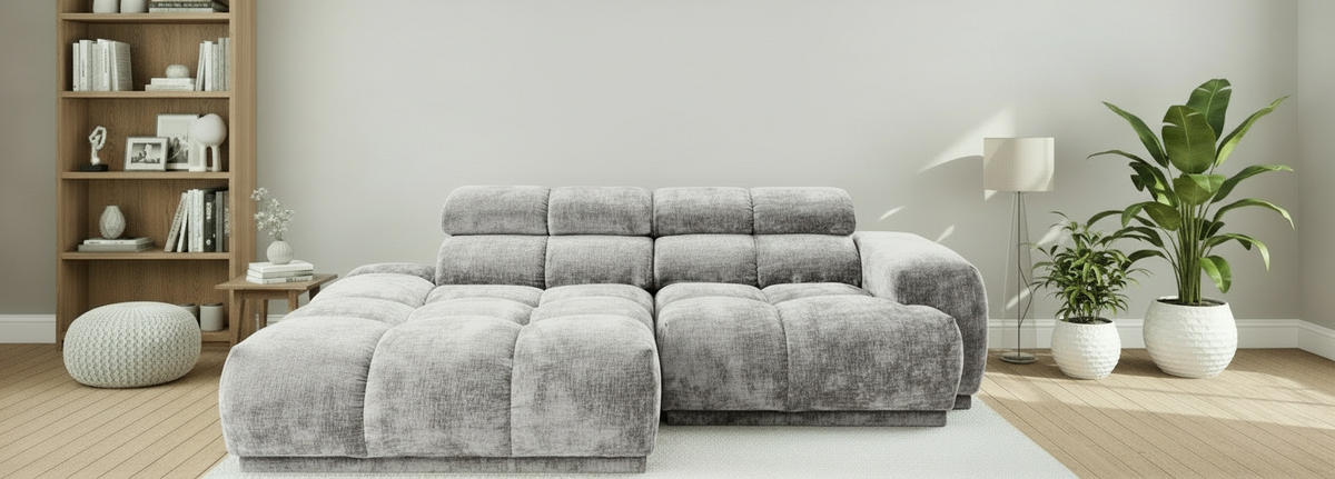 ECKSOFA  in Flachgewebe Grau  150/239 cm  - Grau, MODERN, Textil (150/239cm) - MID.YOU