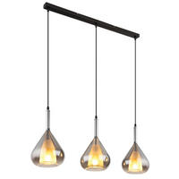 HÄNGELEUCHTE 90/20/140 cm    - Schwarz/Grau, Design, Glas/Metall (90/20/140cm) - Globo