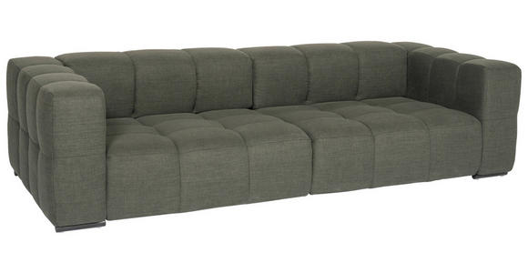 BIGSOFA in Flachgewebe, Leinenoptik Olivgrün - Schwarz/Olivgrün, Design, Textil/Metall (262/66/113cm) - Emilio Belluti