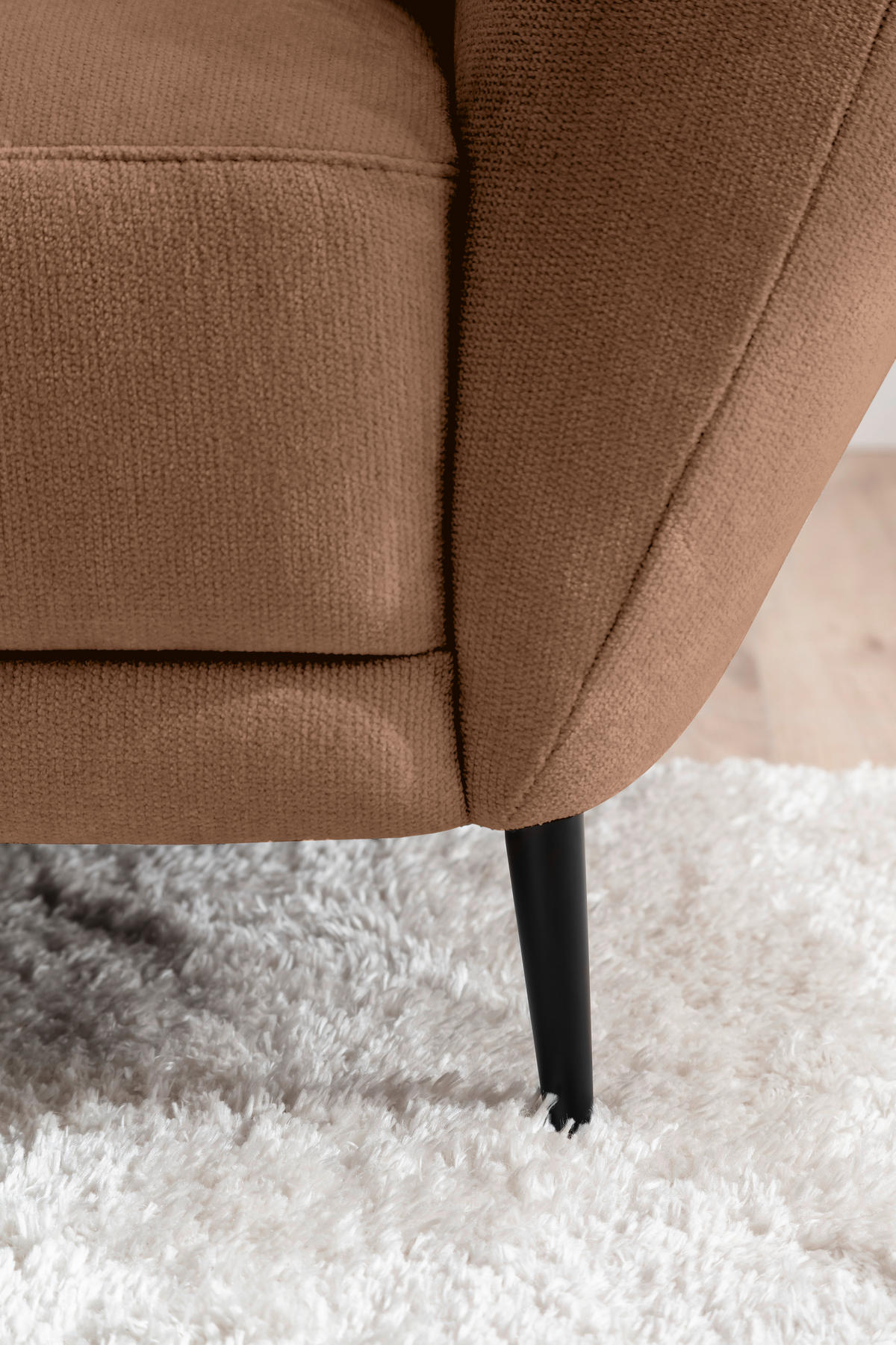 RÉCAMIERE Braun Chenille Zierkissen, Rücken echt  - Schwarz/Braun, KONVENTIONELL, Textil/Metall (224/70/97cm) - Hom`in