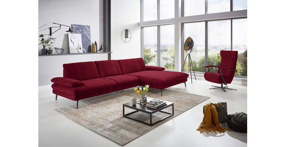 ECKSOFA in Chenille Rot  - Rot/Schwarz, Design, Textil/Metall (310/180cm) - Dieter Knoll