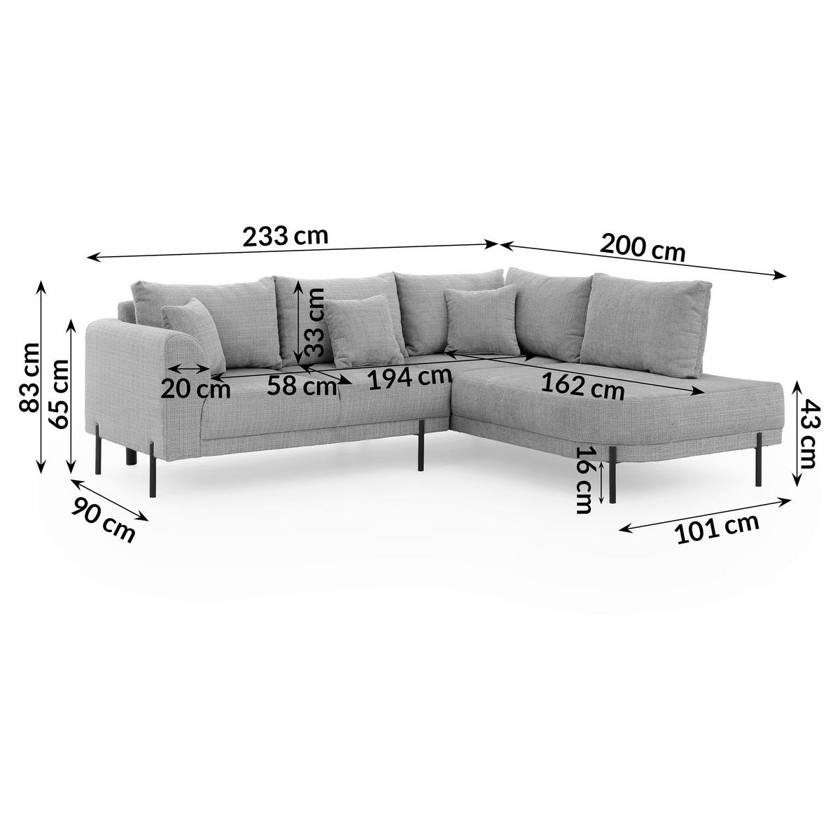 ECKSOFA Mauris Grün Chenille Rückenkissen  - Schwarz/Grün, Design, Kunststoff/Textil (233/200cm) - Livetastic