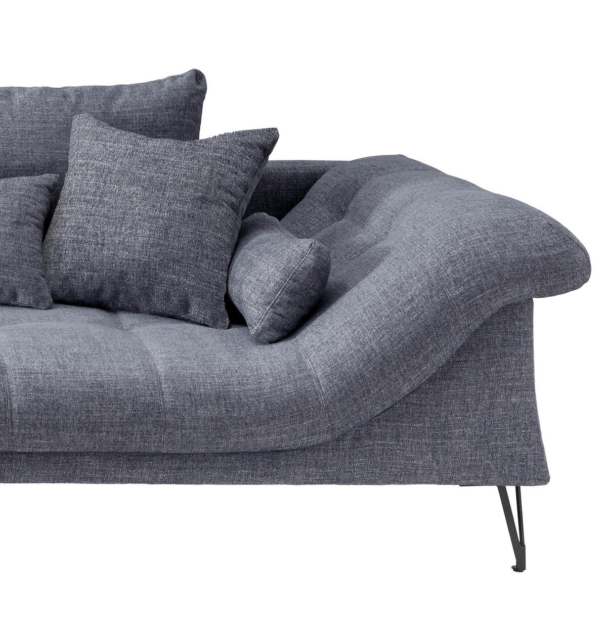 ECKSOFA in Mikrofaser Blau  - Blau/Schwarz, Konventionell, Textil/Metall (192/310cm) - Livetastic