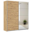 SCHWEBETÜRENSCHRANK  in Eiche Artisan  - Alufarben/Eiche Artisan, KONVENTIONELL, Glas/Holzwerkstoff (181/210/62cm) - Xora