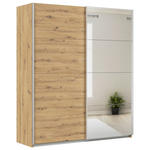 SCHWEBETÜRENSCHRANK  in Eiche Artisan  - Alufarben/Eiche Artisan, KONVENTIONELL, Glas/Holzwerkstoff (181/210/62cm) - Xora