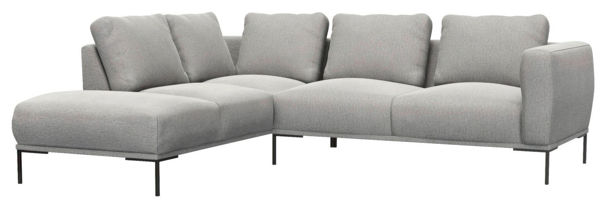 ECKSOFA Grau Webstoff, Flachgewebe  - Schwarz/Grau, Design, Textil/Metall (206/252cm) - Livetastic