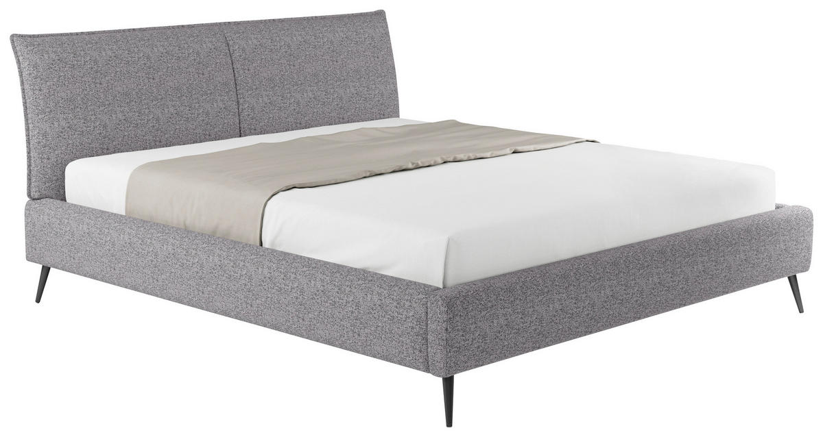 POLSTERBETT gepolstertes Kopfteil, Bettkasten, Lattenroste Graphitfarben, Grau, Hellbraun 140/200 cm  - Hellbraun/Schwarz, Design, Holz/Textil (140/200cm) - Esposa