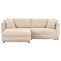 ECKSOFA Beige Plüsch Zierkissen, Rückenkissen, Bettkasten, Schlaffunktion, Rücken echt, Liegefläche im Originalstoff  - Beige/Schwarz, MODERN, Kunststoff/Textil (246/178cm) - Carryhome