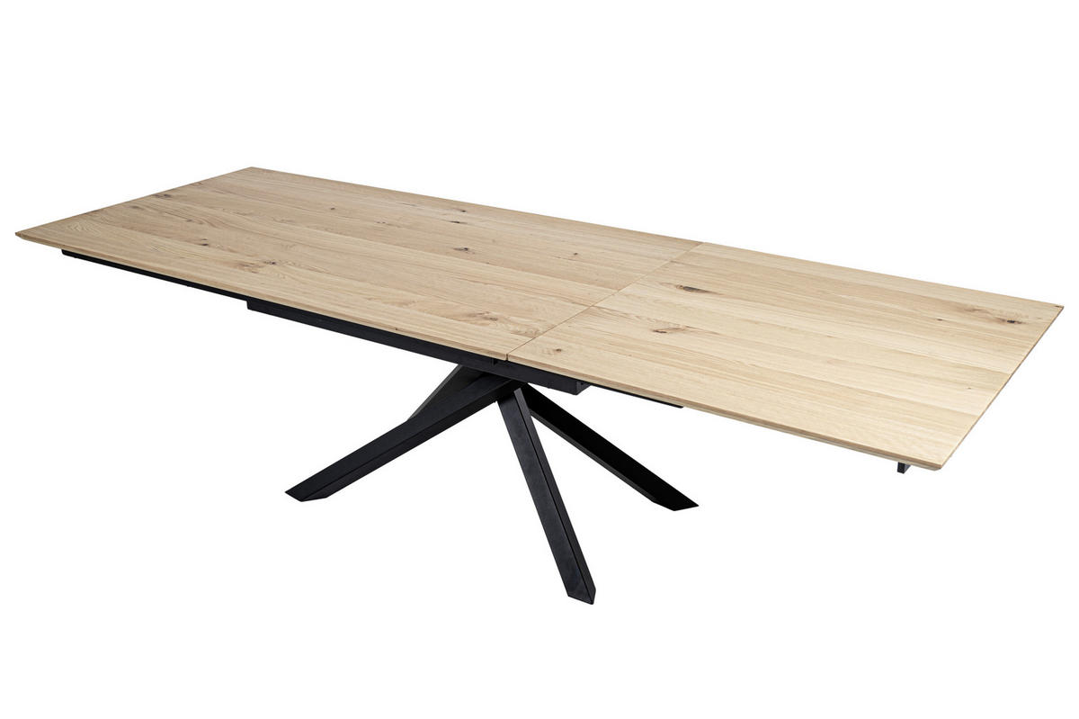 ESSTISCH 190-290/100/76 cm Echtholz, Nachbildung  Holz, Metall, Holzwerkstoff ausziehbar rechteckig Schwarz, Eichefarben  - Eichefarben/Schwarz, MODERN, Holz/Holzwerkstoff (190-290/100/76cm) - Valnatura
