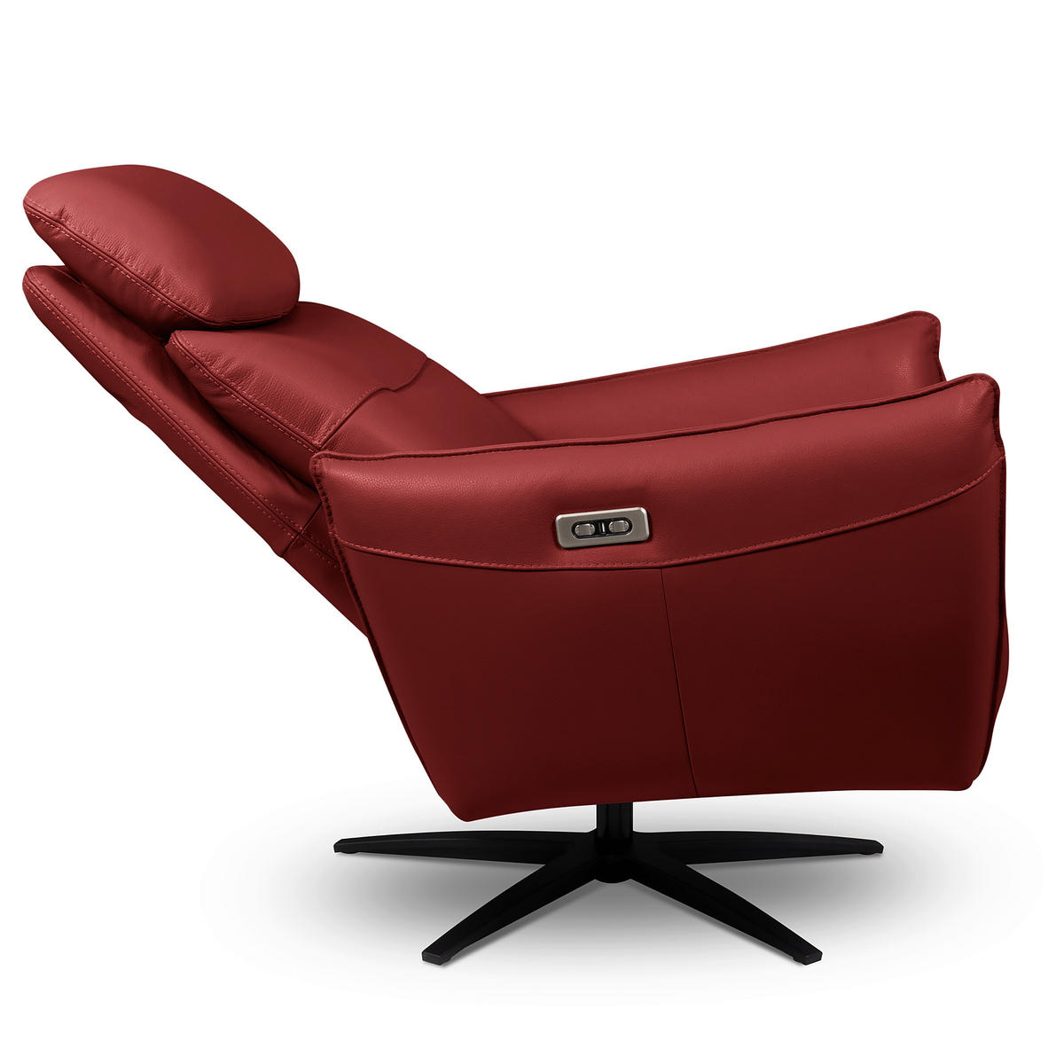 RELAXSESSEL Leder Rot  - Rot/Schwarz, Design, Leder/Metall (77/107/88cm) - Livetastic