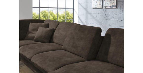 WOHNLANDSCHAFT in Velours Dunkelbraun - Dunkelbraun/Schwarz, Design, Textil/Metall (208/344/180cm) - Dieter Knoll