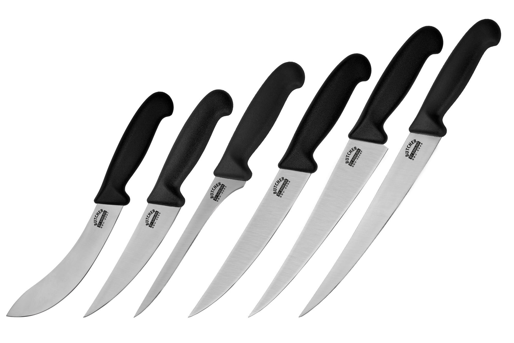 SET NOŽEV  BUTCHER 6-delni - srebrne barve/črna, Basics, kovina/umetna masa - Samura
