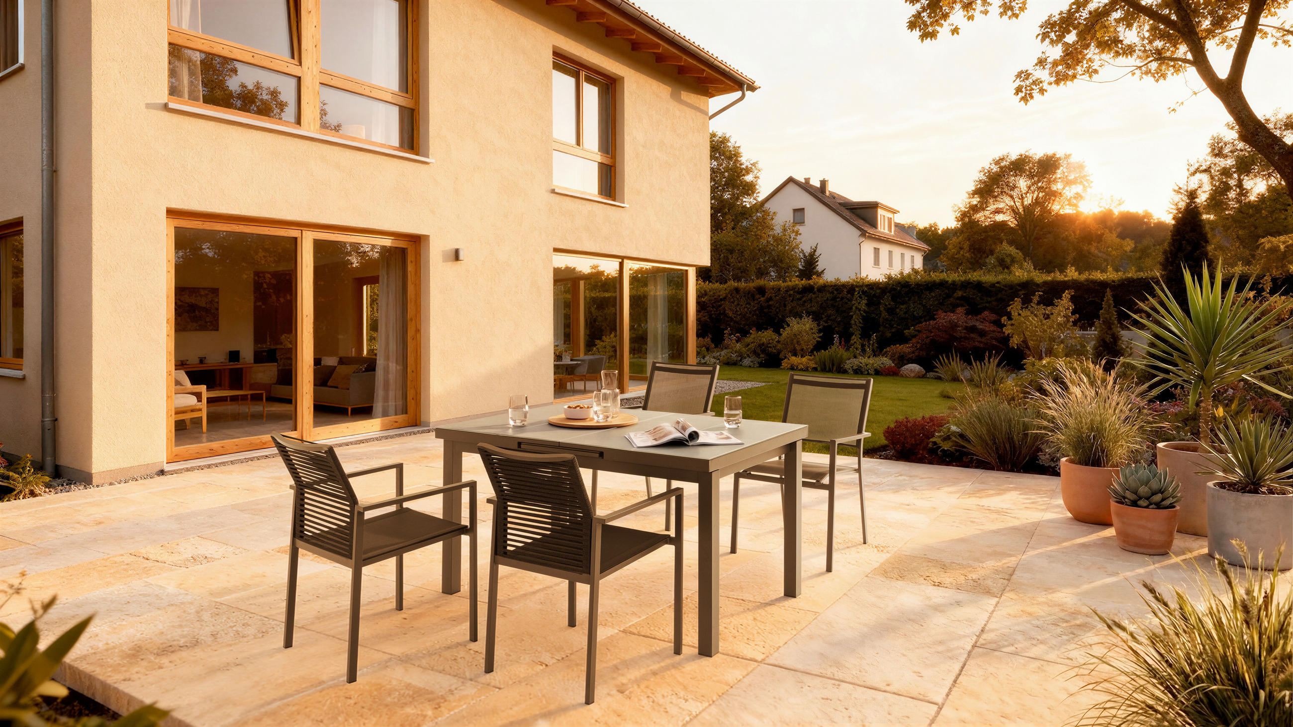 GARTENTISCH 140-180/90/76 cm Metall, Glas  - Cappuccino, Design, Glas/Metall (140-180/90/76cm) - Niehoff Garden