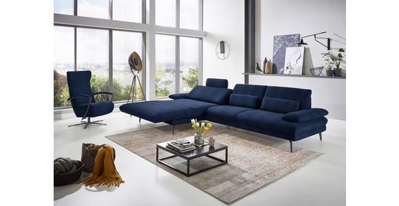 ECKSOFA in Chenille Dunkelblau 180/310 cm - Schwarz/Dunkelblau, Design, Textil/Metall (180/310cm) - Dieter Knoll