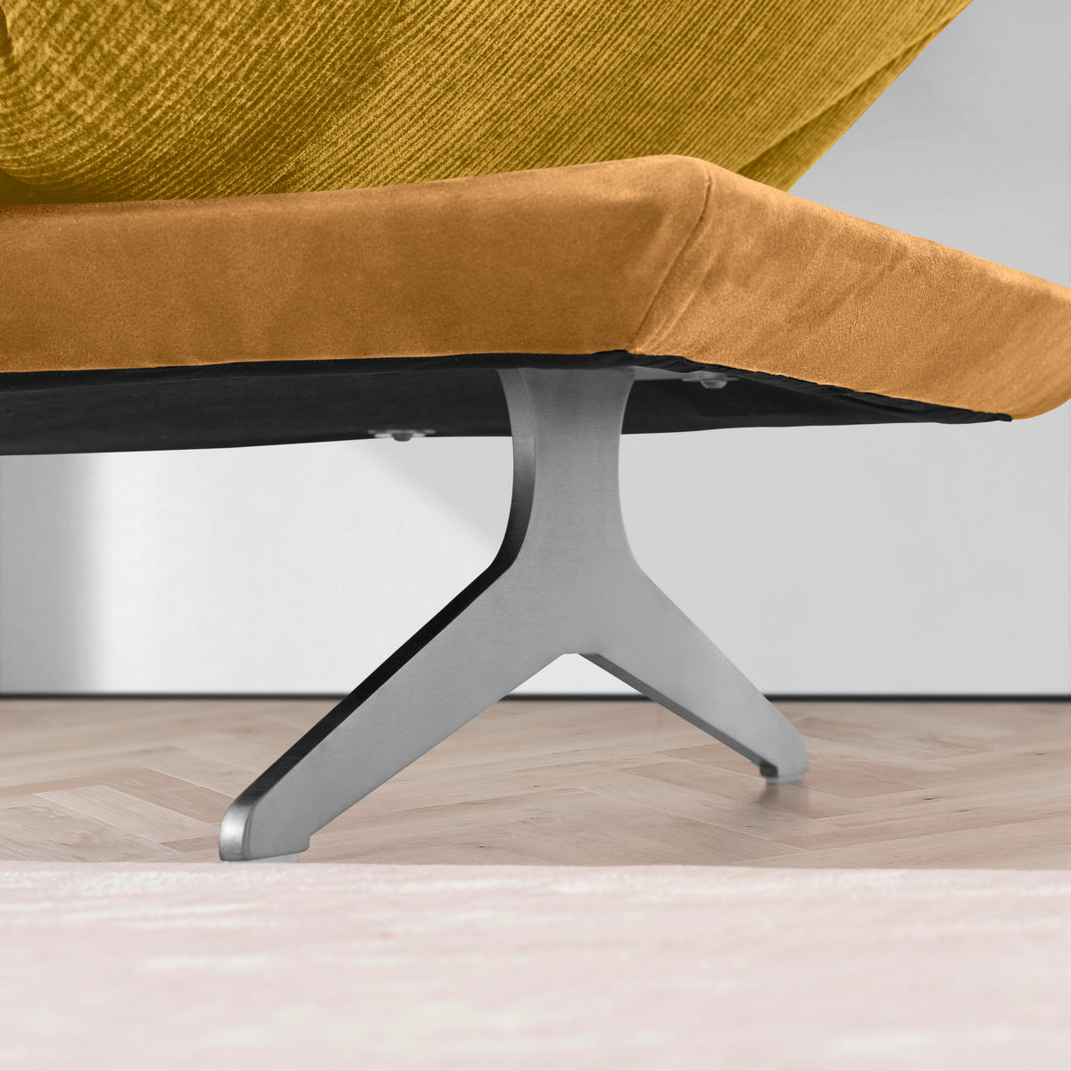 ECKSOFA in Flachgewebe Currygelb  - Currygelb/Edelstahlfarben, Design, Textil/Metall (209/277cm) - Koinor