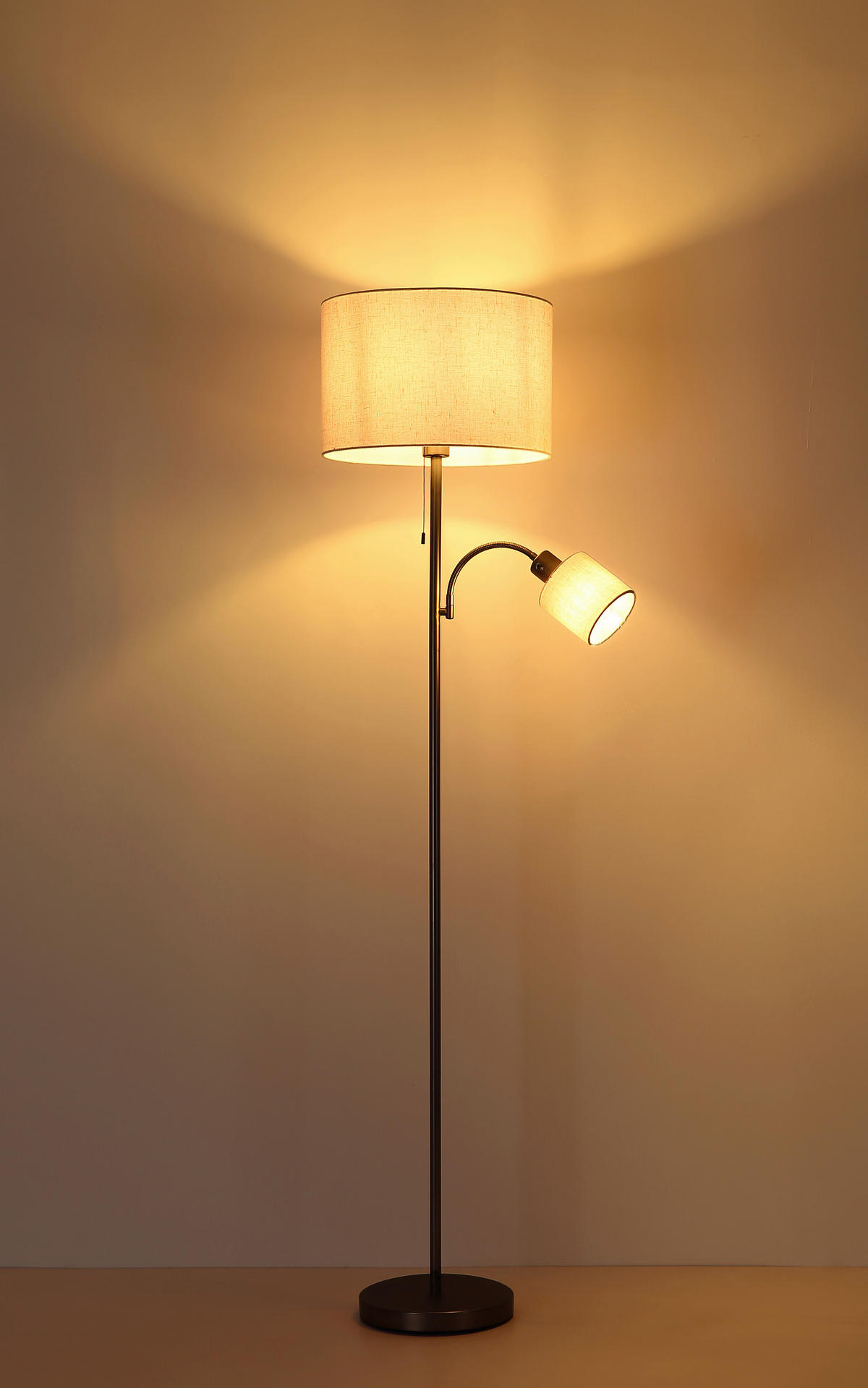 STEHLEUCHTE Thea 38/165 cm  - Schwarzchrom/Creme, Design, Kunststoff/Textil (38/165cm) - Globo