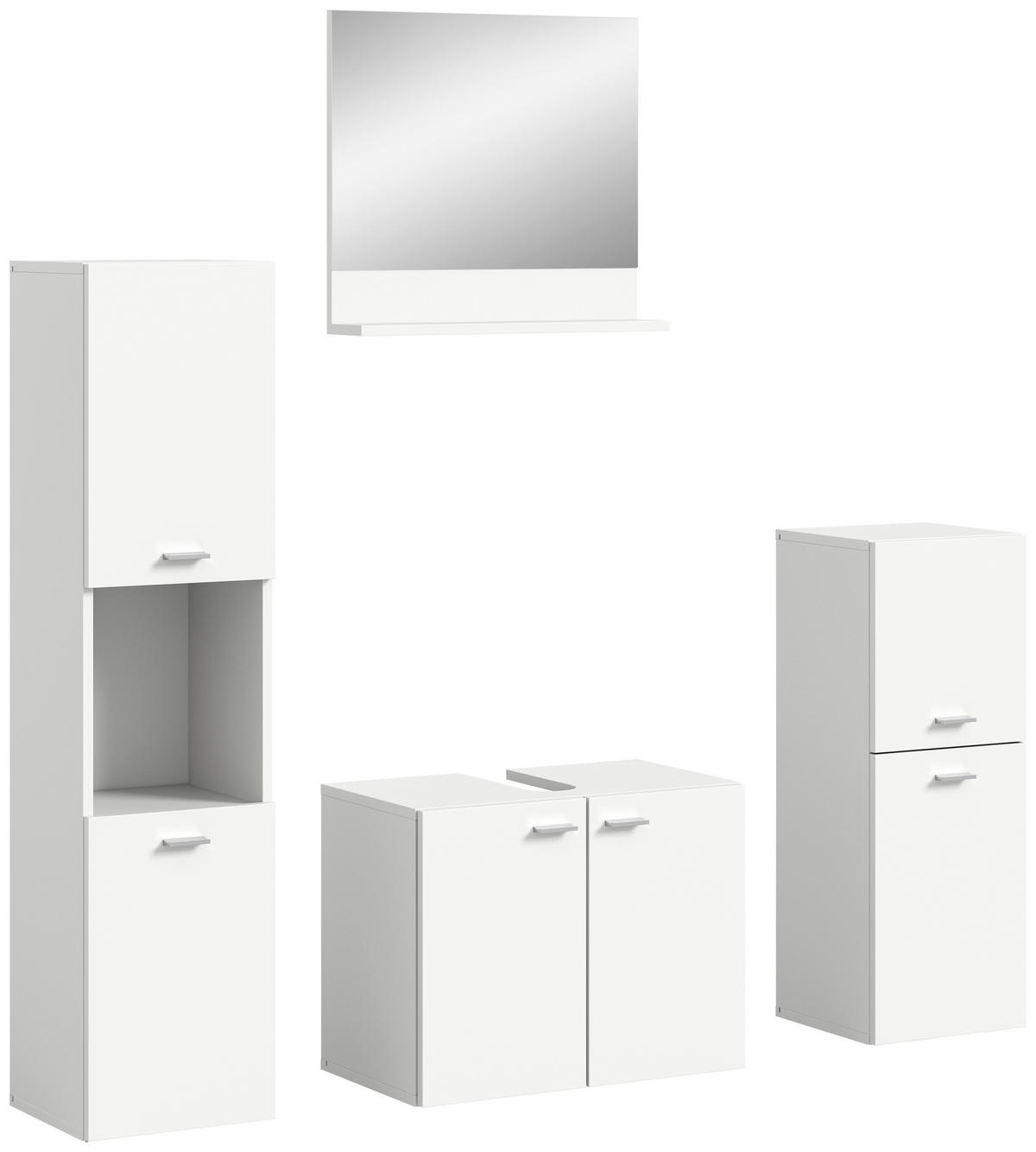 KÚPEĽŇA biela  - biela/strieborná, Modern, kompozitné drevo/plast (117cm) - MID.YOU