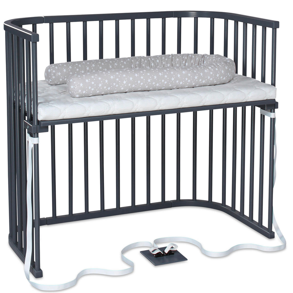 BEISTELLBETT 110/62/96,50 cm  - Grau, Basics, Holz (110/62/96,50cm) - Babybay