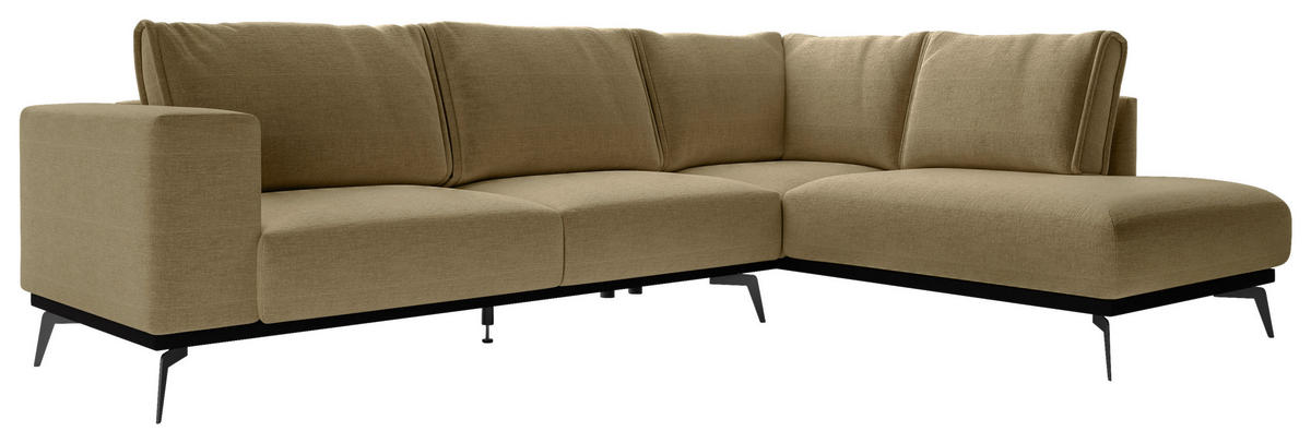 ECKSOFA in beflockt Goldfarben  - Goldfarben/Schwarz, Design, Holz/Textil (293/200cm) - MID.YOU