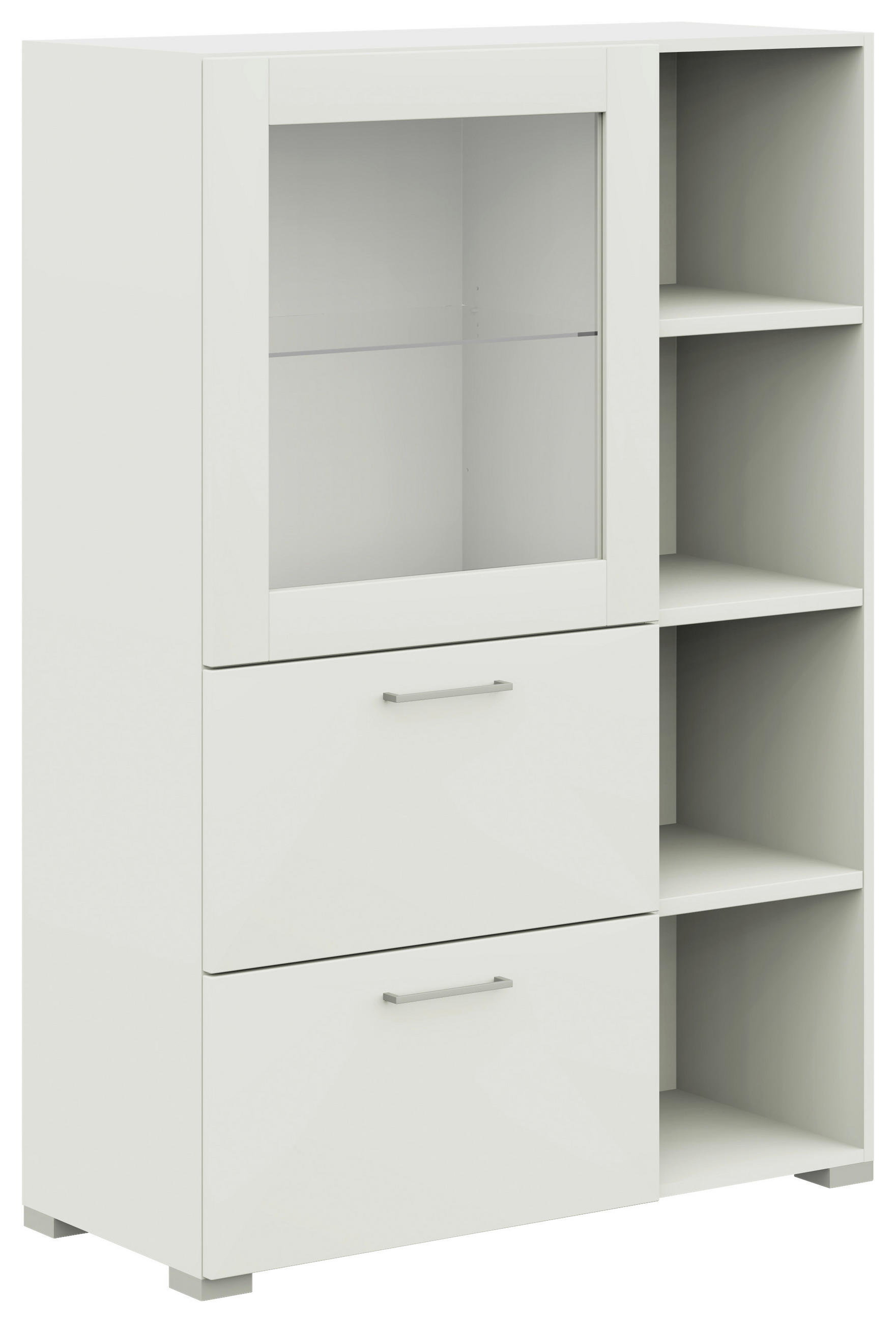 VITRINE in Weiss  - Weiss/Edelstahlfarben, Design, Glas/Holzwerkstoff (100/143,3/41,9cm) - Cantus