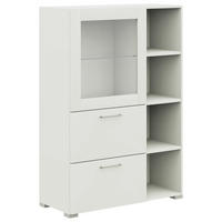 VITRINE in Weiss  - Weiss/Edelstahlfarben, Design, Glas/Holzwerkstoff (100/143,3/41,9cm) - Cantus