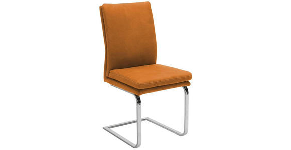 SCHWINGSTUHL in Stahl Mikrofaser - Chromfarben/Gelb, Design, Textil/Metall (47/100/64cm) - Novel