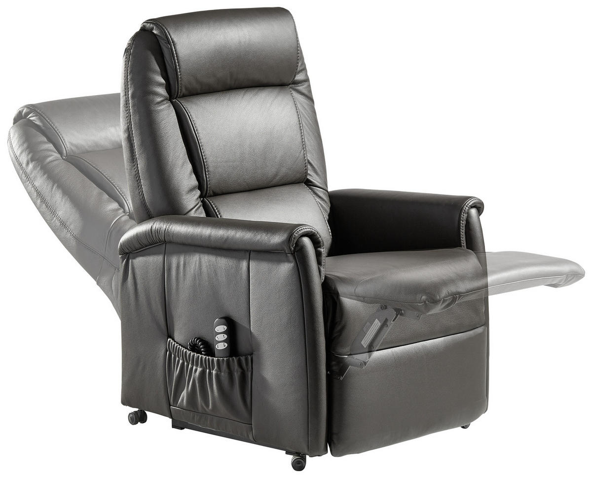 FERNSEHSESSEL  mit Aufstehhilfe Echtleder Dunkelbraun  - Dunkelbraun/Schwarz, KONVENTIONELL, Leder (74/110/85cm) - Himolla