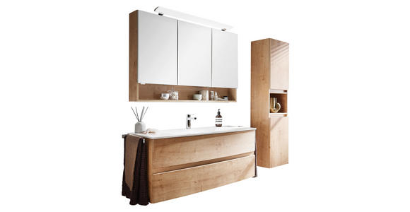 WASCHTISCHKOMBI 121,2 cm  - Eichefarben/Weiß, Design, Holzwerkstoff/Stein (121,2cm) - Novel