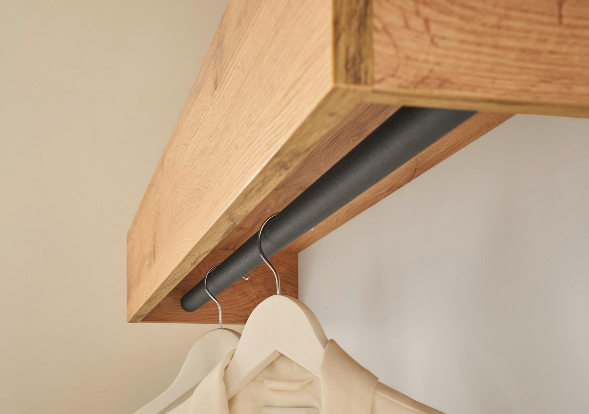 GARDEROBE 5-teilig  in 255/200/40 cm  - Eiche Wotan/Weiß, Design, Glas/Holzwerkstoff (255/200/40cm) - Modante