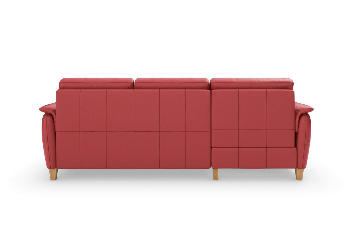 ROHOVÁ SEDAČKA, koža, červená - farba duba/červená, Basics, koža/drevo (163/244cm) - Sit & More