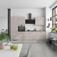 KÜCHENBLOCK Riva 300 cm  in Grau, Schieferfarben  - Schieferfarben/Edelstahlfarben, MODERN, Holzwerkstoff/Metall (300cm) - Nobilia