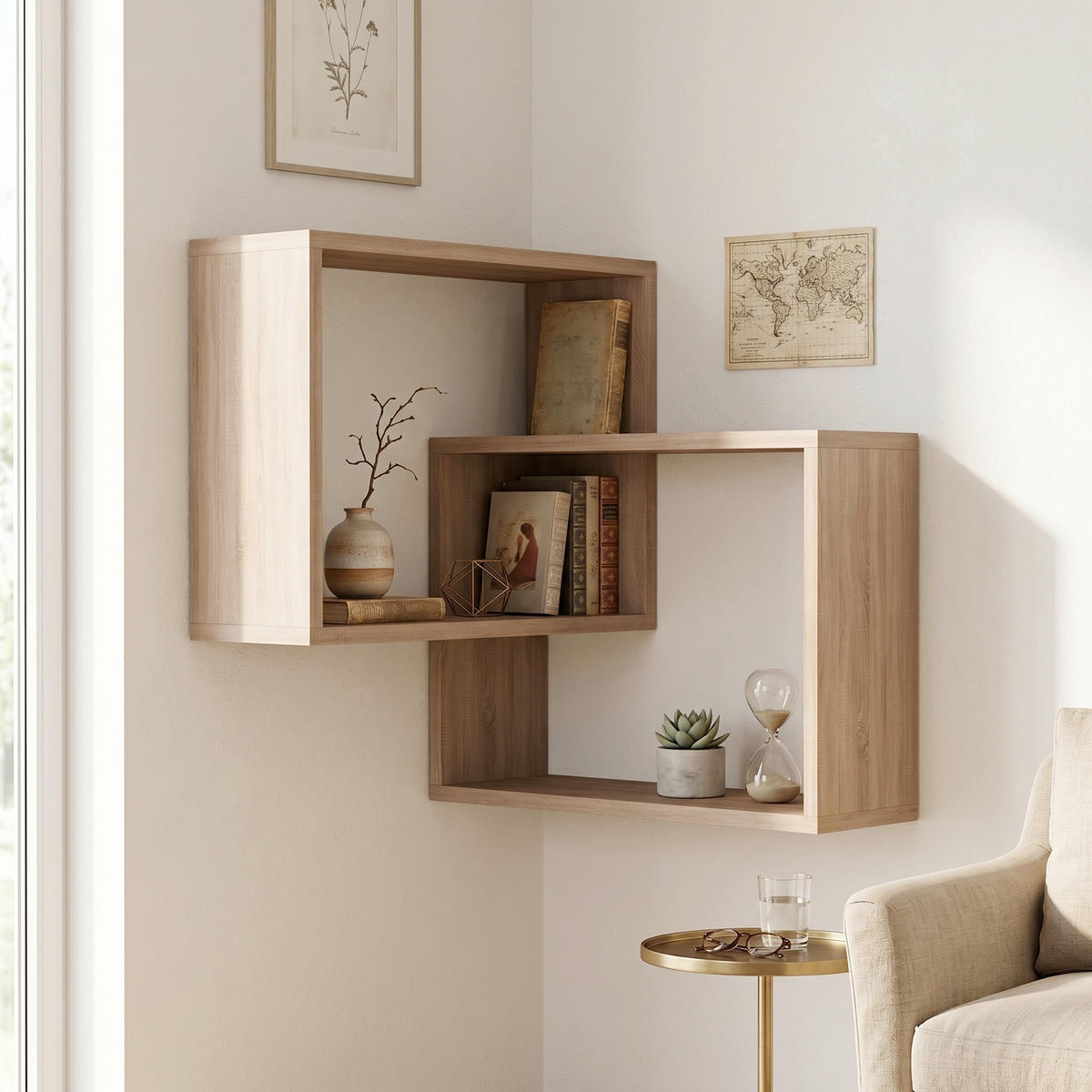 WANDBOARD in 60/68/20 cm Eichefarben  - Eichefarben, Design, Holzwerkstoff (60/68/20cm) - Livetastic