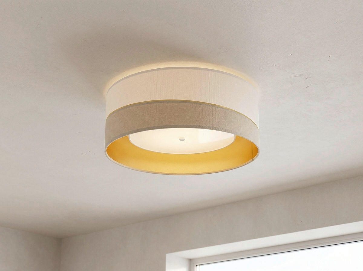 DECKENLEUCHTE Swing 50/20 cm   - Beige/Goldfarben, Design, Kunststoff/Textil (50/20cm)