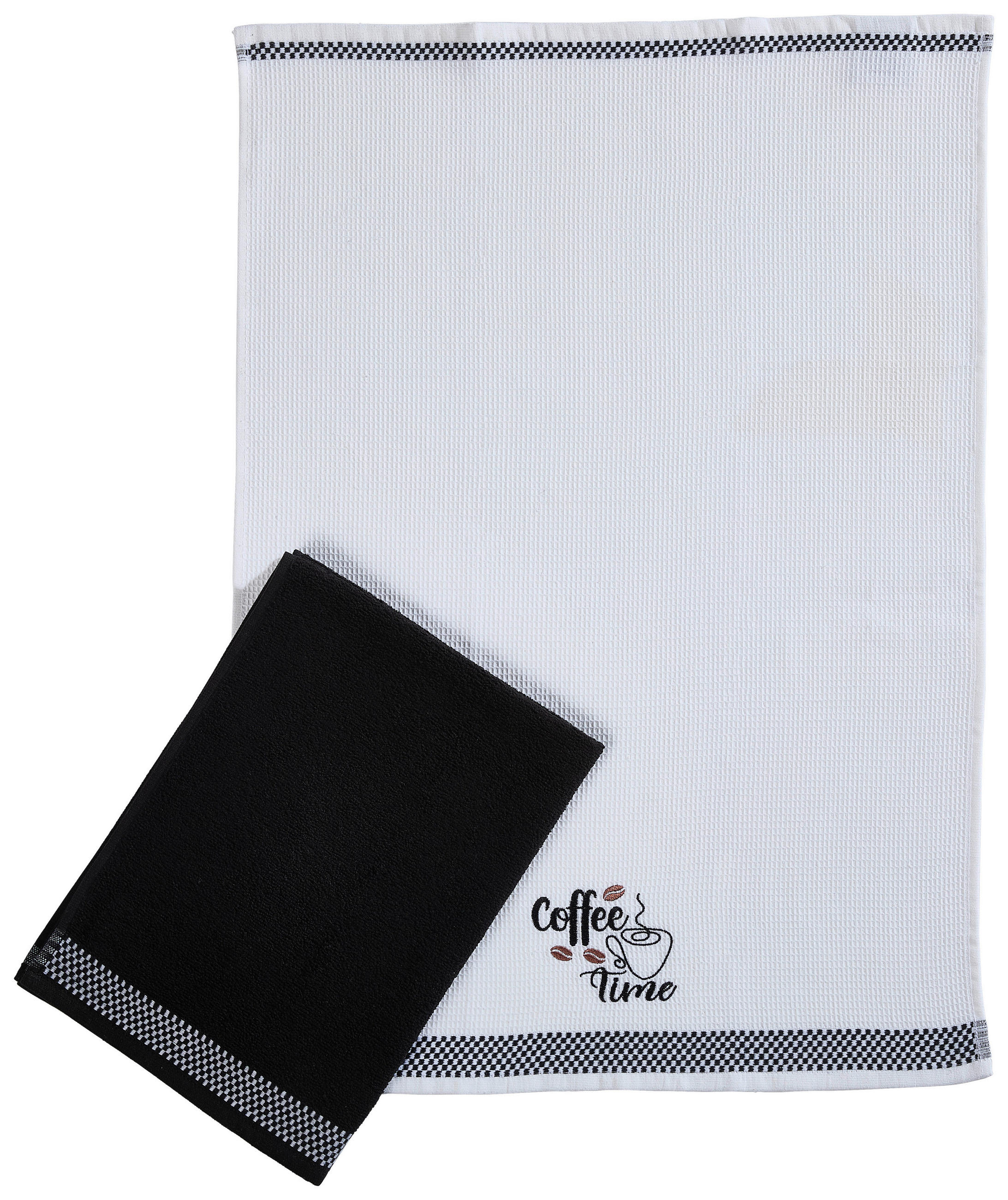 GESCHIRRTUCH-SET 2-teilig Schwarz, Weiß  - Schwarz/Weiß, Textil (50/70cm) - Esposa