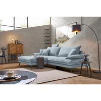 ECKSOFA PRATO Hellblau Flachgewebe Zierkissen, Rückenkissen, Kopfstütze  - Schwarz/Hellblau, MODERN, Textil/Metall (176/292cm) - MID.YOU