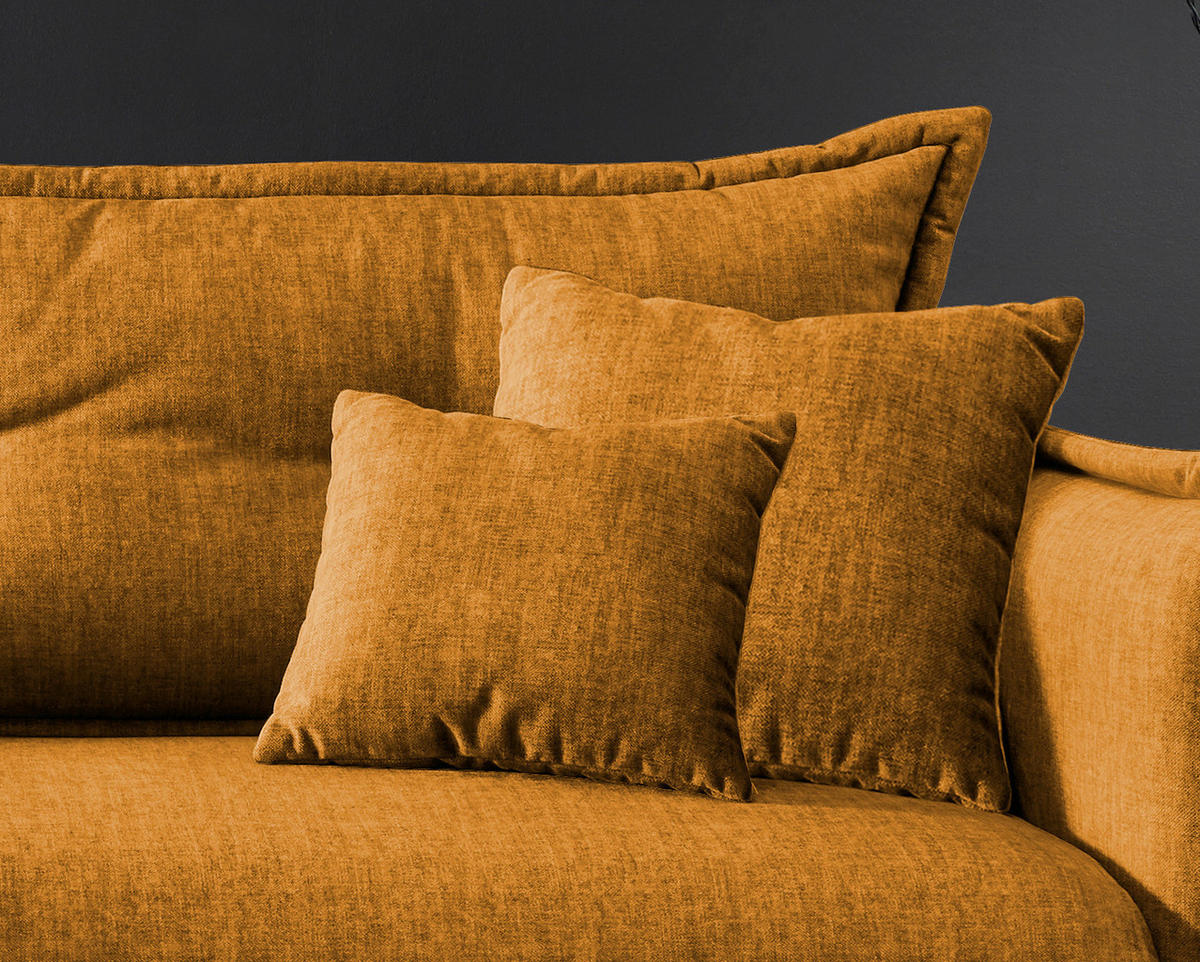 ECKSOFA Gelb Velours  - Gelb/Multicolor, MODERN, Textil/Metall (180/255cm) - Livetastic