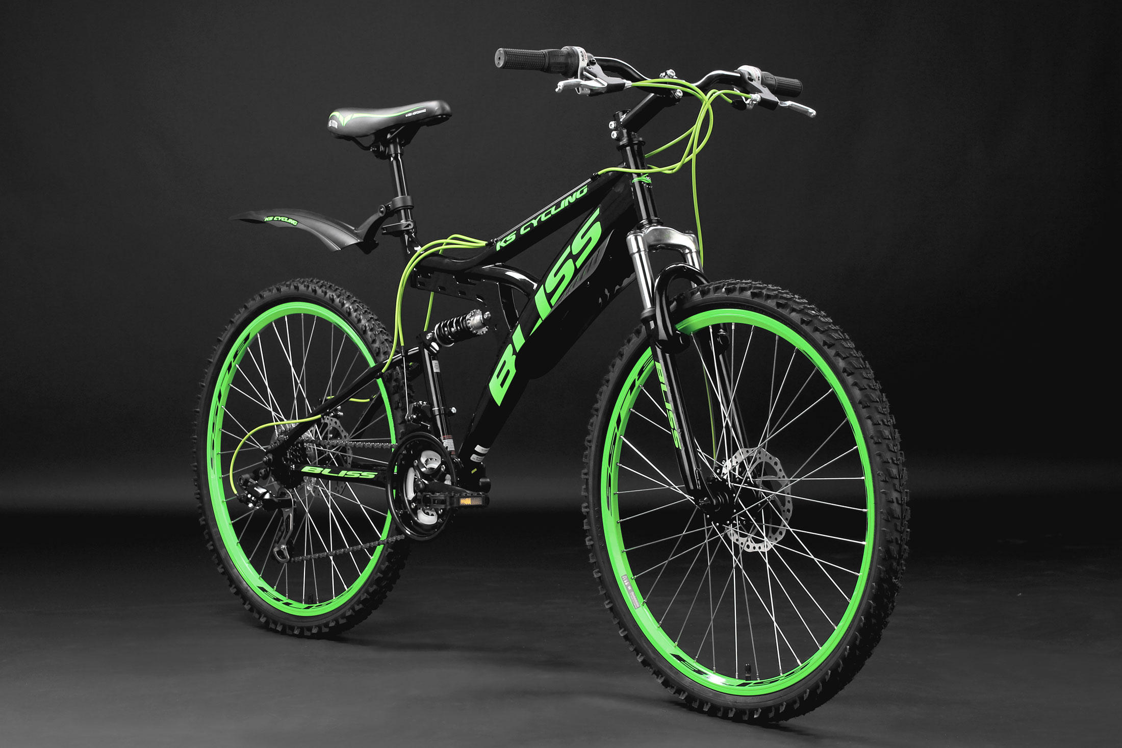 MOUNTAINBIKE 26 Zoll  - Schwarz/Grün, Basics, Metall - KS Cycling