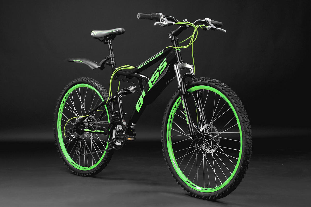 MOUNTAINBIKE 26 Zoll  - Schwarz/Grün, Basics, Metall - KS Cycling