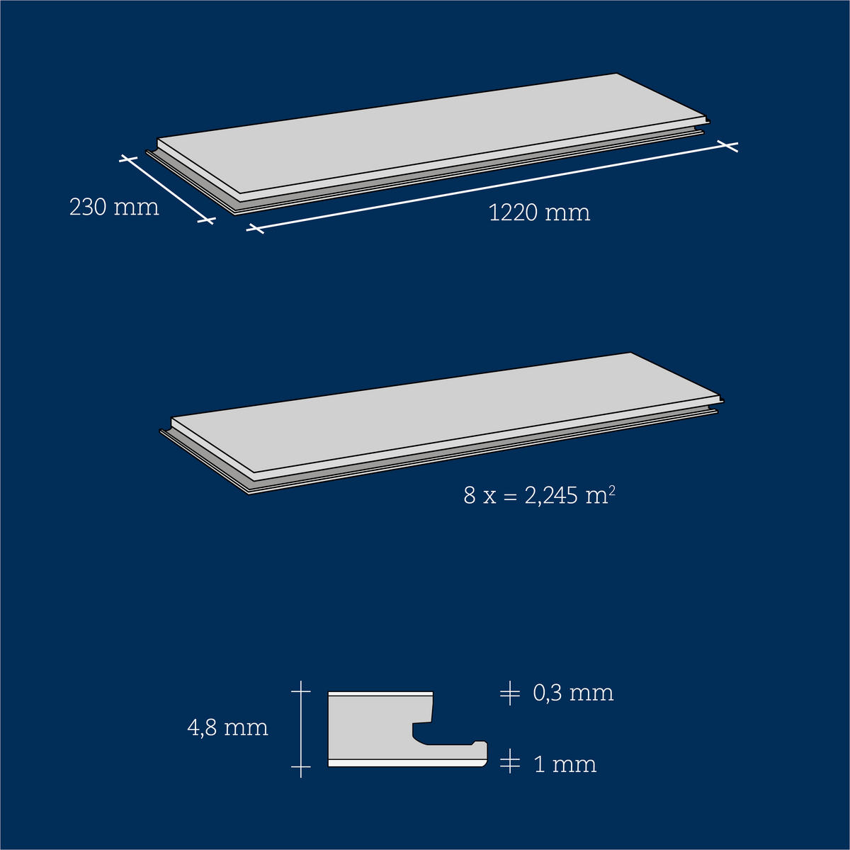 DESIGNBODEN Variant  per  m² - Hellbraun/Eichefarben, Basics, Kunststoff (122/23/0.48cm)