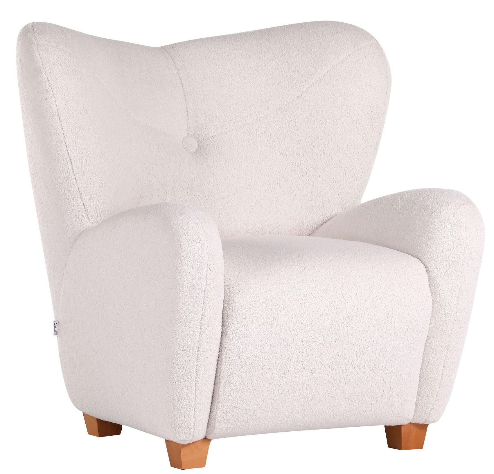 SESSEL Plüsch Weiß    - Eichefarben/Weiß, Design, Textil (90/93/92cm) - Livetastic