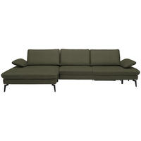 ECKSOFA in Echtleder Grau, Grün  157/325 cm  - Schwarz/Grau, Design, Leder/Metall (157/325cm) - Dieter Knoll