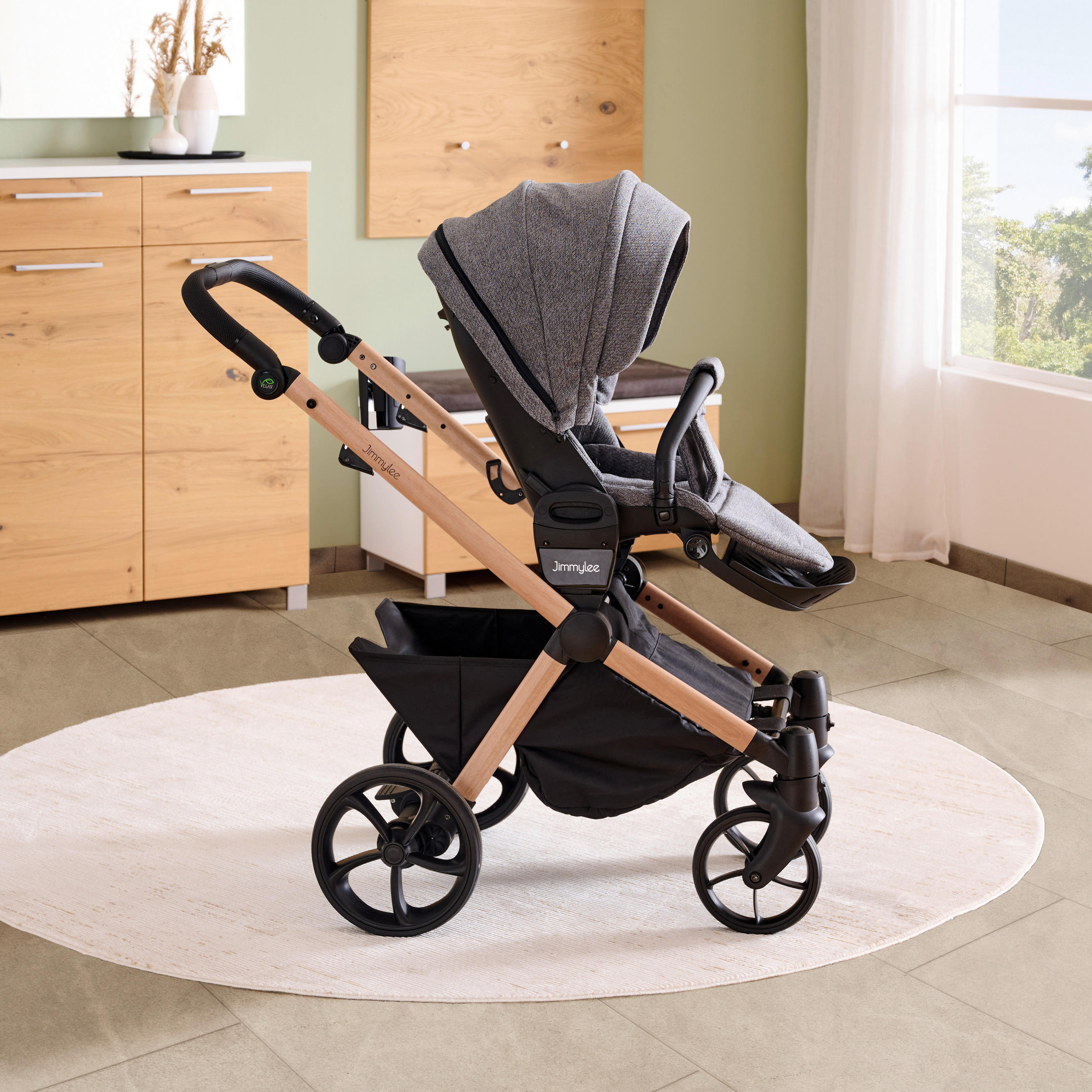 KINDERWAGENSET Beauty Plus Vegie  - Naturfarben/Grau, Trend, Textil/Metall (111/60/108cm) - Jimmylee