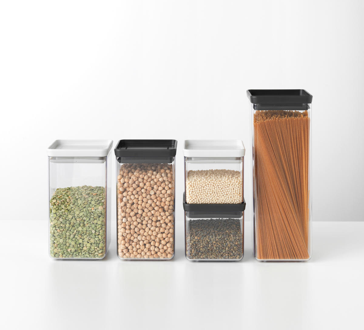 SADA DÓZ NA POTRAVINY 4-dielne - priehľadné/čierna, Design, plast (11.2/29.6/22.3cm) - Brabantia